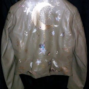 Full leather hand-painted motorcycle style jacket